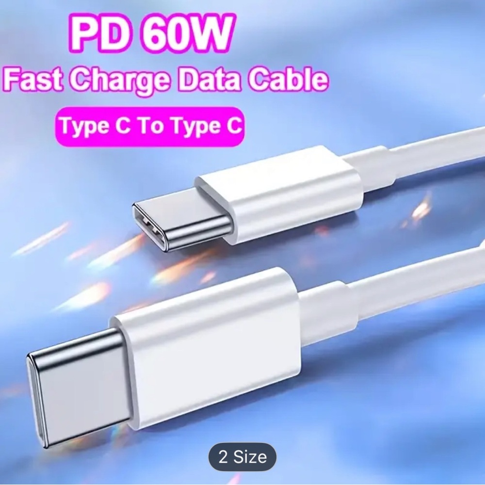 Fast Charge 60W Type C to Type C Data Cable - White